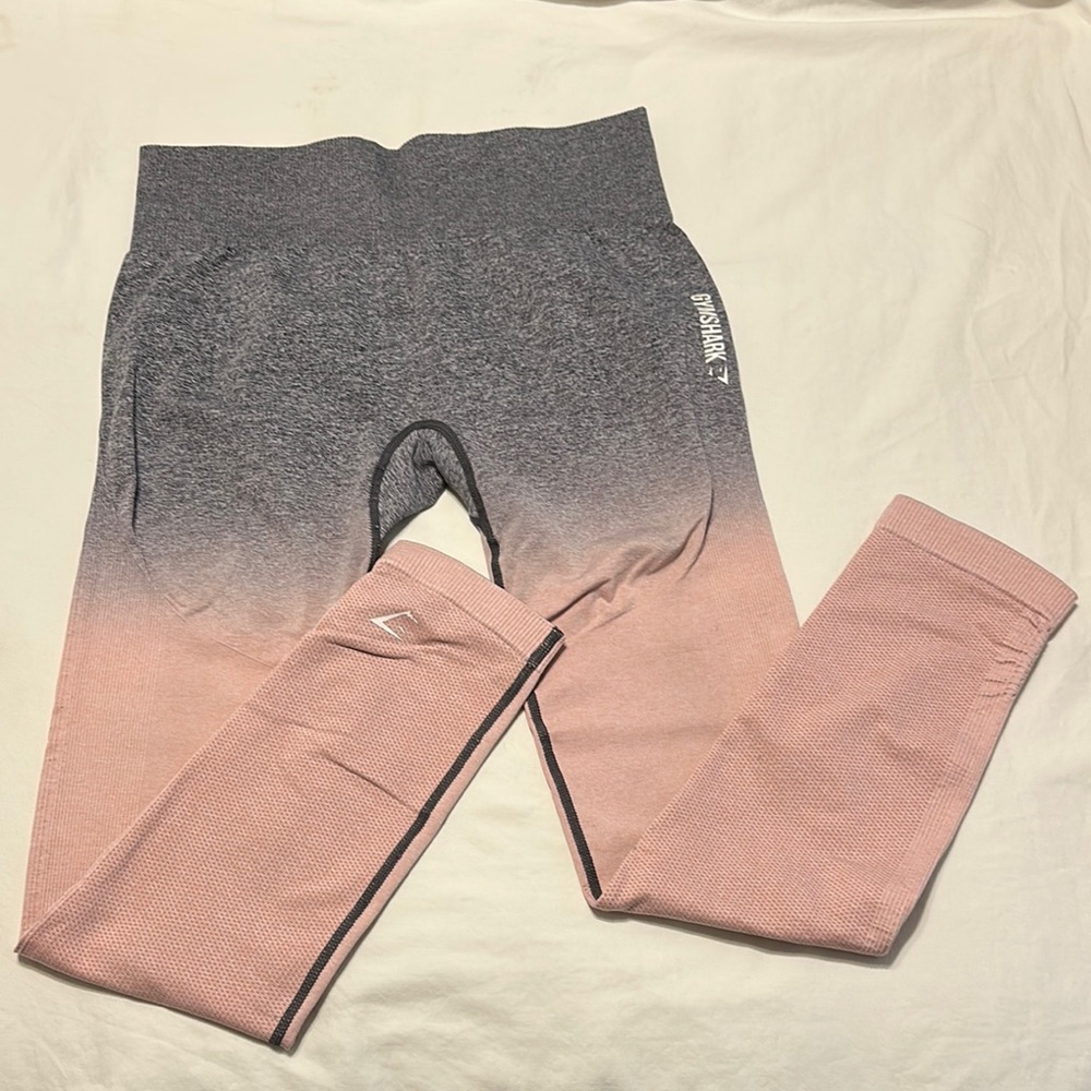 Gymshark Pink and Gray Ombré Leggings High-Waisted